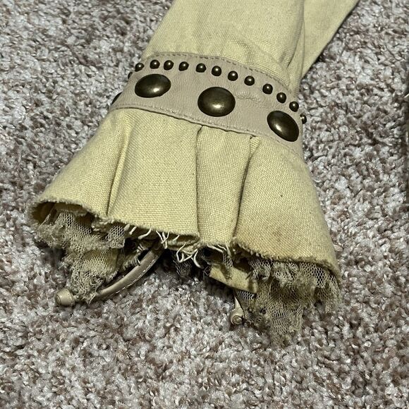 DOUBLE D RANCH Women's XS Beige Tan Studded Western Shirt Jacket Coat LEATHER - Picture 4 of 16